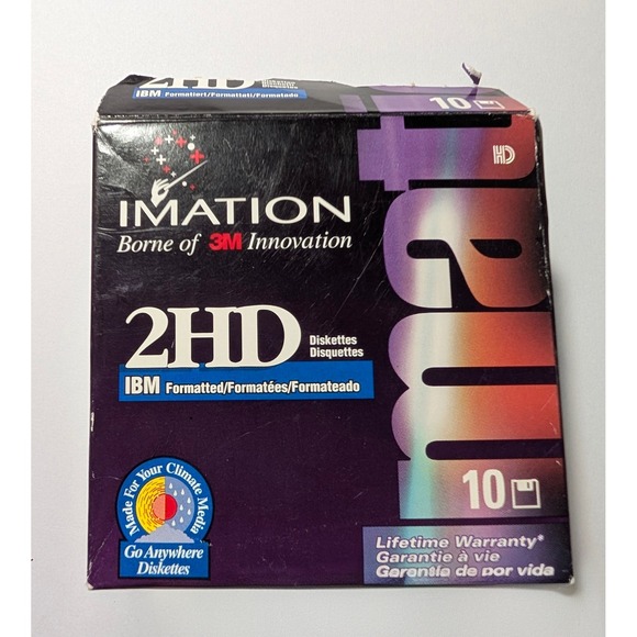 Imation 2HD 10 Pack 3.5-inch IBM Formatted High Density Diskettes +1 2HD Maxwell - Picture 1 of 12